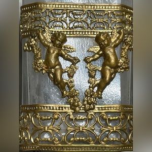 Baccarat Empire Style Ormolu Vintage Decanter Gold Gilt Cherubs.